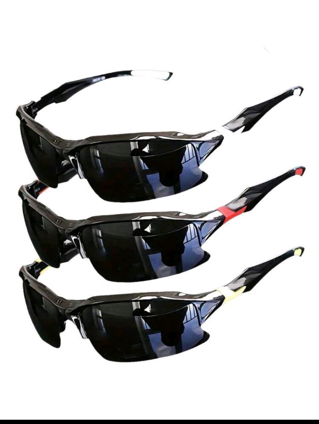 Brand New  Sport Wrap Sunglasses With Black Lenses And Accent Colors Each